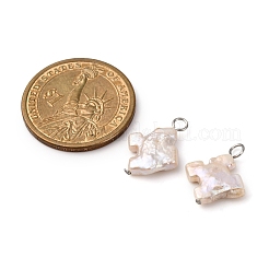 Natural Baroque Keshi Pearl Cross Pendants&nbsp;PALLOY-JF04209-02