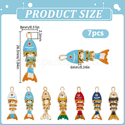 7Pcs 7 Colors Rack Plating Brass Pendants&nbsp;KK-DR0001-52