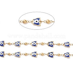 Ion Plating(IP) Enamel Butterfly with Evil Eye Link Chains&nbsp;CHS-G020-01G-03