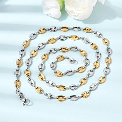 Unisex 304 Stainless Steel Coffee Bean Chain Necklaces&nbsp;NJEW-K305-15GP