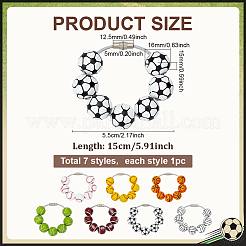 7Pcs Wood Sports Ball Beads Pendant Decoration&nbsp;HJEW-PH02177
