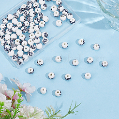90Pcs Floral Printed Porcelain Beads&nbsp;PORC-ME0001-13