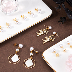 120Pcs 3 Size Iron Stud Earring Findings&nbsp;STAS-SP0001-51G
