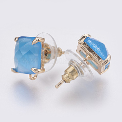 Faceted Glass Stud Earring Findings&nbsp;GLAA-F084-C06