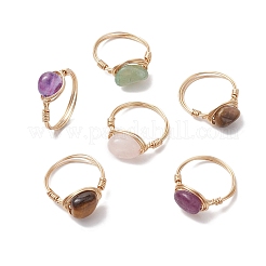 Nuggets Natural Gemstone Finger Rings&nbsp;RJEW-JR00696