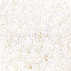 6/0 Opaque Colours Rainbow Plated Round Glass Seed Beads&nbsp;SEED-T006-04D-01