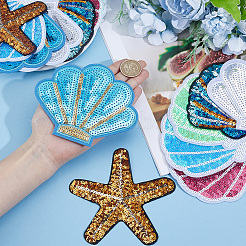 14Pcs 7 Styles Felt with Plastic Paillette Sew On Patches&nbsp;PATC-CY0001-81