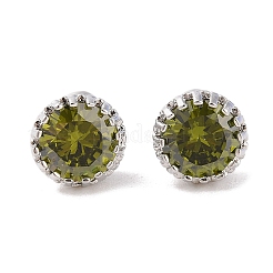 Rack Plating Brass Pave Single Cubic Zirconia Stud Earrings&nbsp;EJEW-I304-02P