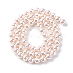 UV Plating Pearlized Glass Pearl Beads Strands&nbsp;GLAA-F128-01A-T02