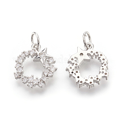 Brass Micro Pave Cubic Zirconia Charms&nbsp;KK-F774-09P-NR