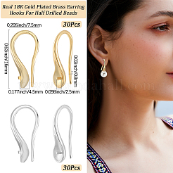 60Pcs 2 Colors Brass Earring Hooks&nbsp;KK-BBC0019-08