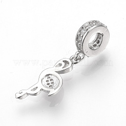 Brass Micro Pave Cubic Zirconia European Dangle Charms&nbsp;ZIRC-T002-36P