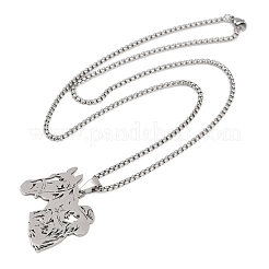 Horse & Cowboy 201 Stainless Steel Hollow Pendant Necklaces for Men Women&nbsp;NJEW-K283-15P