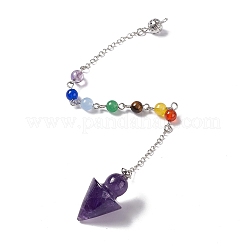 Natural Amethyst Cone Dowsing Pendulum Pendants&nbsp;G-G983-04P-01