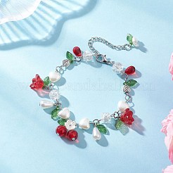ABS Plastic Imitation Pearl & Glass & Acrylic Beads Charm Bracelets&nbsp;BJEW-JB12633