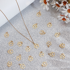 24Pcs Dog Paw Print Shape Stainless Steel Pendants&nbsp;FIND-WR0012-50