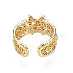 Real 18K Gold Plated Brass Initial X Cuff Ring&nbsp;RJEW-S045-128-NF