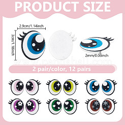 12 Pairs 6 Colors Felt Craft Doll Eye&nbsp;DOLL-WH0009-003