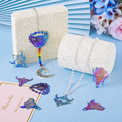 24Pcs 6 Styles Ion Plating(IP) 201 Stainless Steel Etched Metal Embellishments Pendants&nbsp;STAS-TA0002-78