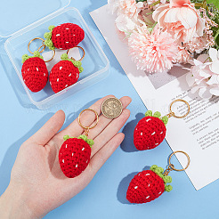 6Pcs Handmade Crochet Wool Strawberry Keychains&nbsp;KEYC-NB00003
