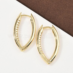 Brass Micro Pave Clear Cubic Zirconia Horse Eye Hoop Earrings&nbsp;EJEW-G446-04A-G