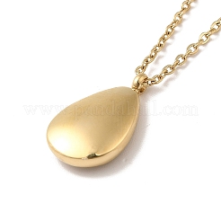 Natural Shell Teardrop Pendant Necklace with 304 Stainless Steel Cable Chains for Women&nbsp;NJEW-H162-02G