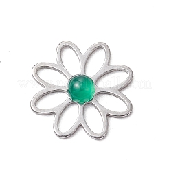 201 Stainless Steel Pave Gemstone Flower Cabochons&nbsp;PALLOY-JF03492