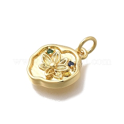 Brass Micro Pave Cubic Zirconia Charms&nbsp;KK-D431-047G-01