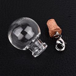 Round Glass Wishing Bottle Pendants&nbsp;HJEW-JM00186-01