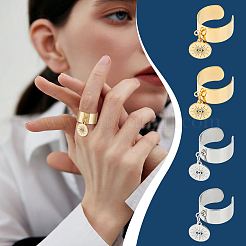 DIY Evil Eye Charm Open Cuff Ring Making Kit&nbsp;DIY-UN0050-34