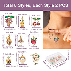 16Pcs 8 Style Brass Micro Pave Gold Cubic Zirconia Charms&nbsp;ZIRC-FW0001-01