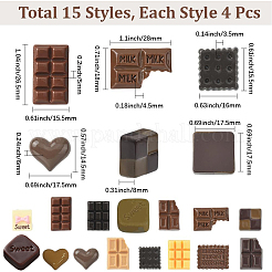 60Pcs 15 Styles Opaque Resin Imitation Chocolate Cabochons&nbsp;RESI-SC0006-30
