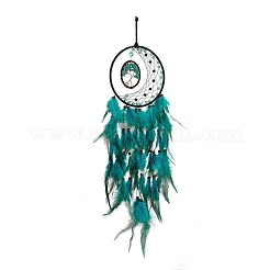 Iron Woven Web/Net with Feather Pendant Decorations&nbsp;AJEW-B017-23