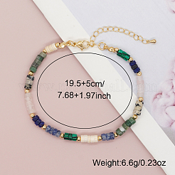 Natural & Synthetic Mixed Stone Heishi Beaded Bracelets with 304 Stainless Steel End Chains for Women&nbsp;YZ9262