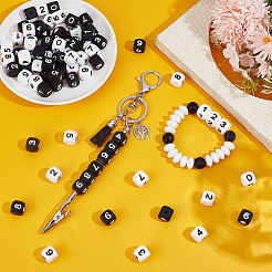80Pcs 20 Styles Cube with Number Silicone Beads&nbsp;SIL-PA0001-22