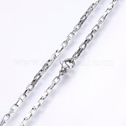 Non-Tarnish 304 Stainless Steel Box Chain Necklaces&nbsp;NJEW-F226-07P-11