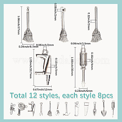 96Pcs 12 Styles Tibetan Style Alloy Pendants&nbsp;TIBE-SC0002-26