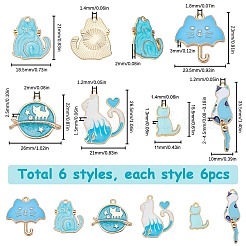 36Pcs 6 Styles Alloy Enamel Pendants&nbsp;ENAM-SC0004-57