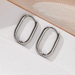 Non-Tarnish 304 Stainless Steel Oval Hoop Earrings&nbsp;EJEW-M218-02A-P