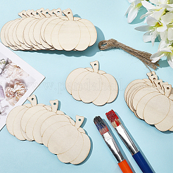 24Pcs Unfinshed Wood Pendants and Hemp Rope&nbsp;FIND-WH20020-26C