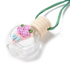 Empty Glass Perfume Bottle Pendants with Wood Cap&nbsp;DJEW-PW0002-04A