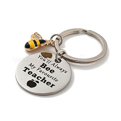 Teacher's Day Gift 201 Stainless Steel Flat Round with Word Keychains&nbsp;KEYC-E040-07P