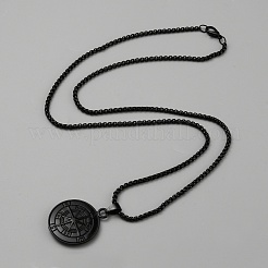 304 Stainless Steel Compass Pendant Necklace&nbsp;NJEW-WH0016-43EB
