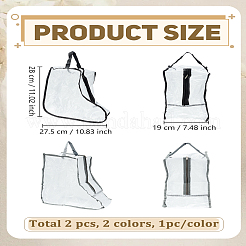 2Pcs 2 Colors Translucent PVC Waterproof Shoes Storage Zipper Bags&nbsp;ABAG-LP0001-98