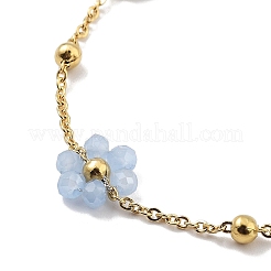 Glass and ABS Plastic Flower Link Chain Necklaces&nbsp;NJEW-H041-05G-02