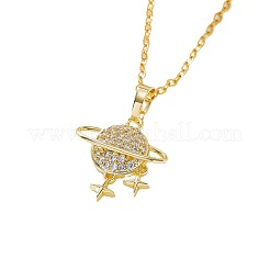 Planet Brass Micro Pave Clear Cubic Zirconia Pendant Necklaces&nbsp;FS-WGFD3F3-01
