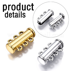 8 Sets 2 Colors 3-Strands Brass Magnetic Slide Lock Clasps&nbsp;KK-FS0001-60