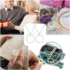 2Pcs Flat Round 5X Magnifying Glass Pendant Necklaces&nbsp;NJEW-SP0001-03P