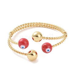 Enamel Evil Eye Open Cuff Bangle&nbsp;BJEW-F449-02G