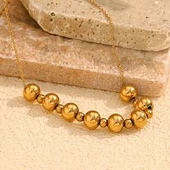 Stainless Steel Round Beaded Necklaces for Women&nbsp;UA9365-1